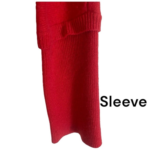 MICHAEL STARS X-TRA FINE WOOL/CASHMERE SWEATER Red V-Neck Seamed w Polo Sleeves - Picture 7 of 11